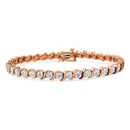 14K Rose Gold Plated .925 Sterling Silver 1/10 Cttw Diamond Round Miracle Plate and "S" Link Tennis Bracelet (I-J Color, I2- I3 Clarity) - 7"-8