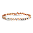 14K Rose Gold Plated .925 Sterling Silver 1/4 Cttw Diamond Round Miracle Plate and "S" Link Tennis Bracelet (I-J Color, I2- I3 Clarity) - 7"-8