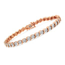 14K Rose Gold Plated .925 Sterling Silver 1/4 Cttw Diamond Round Miracle Plate and "S" Link Tennis Bracelet (I-J Color, I2- I3 Clarity) - 7"-9