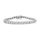 14K Rose Gold Plated .925 Sterling Silver 1/4 Cttw Diamond Round Miracle Plate and "S" Link Tennis Bracelet (I-J Color, I2- I3 Clarity) - 7"-13
