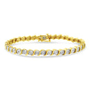 14K Rose Gold Plated .925 Sterling Silver 1/4 Cttw Diamond Round Miracle Plate and "S" Link Tennis Bracelet (I-J Color, I2- I3 Clarity) - 7"-14