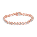 14K Yellow Gold Plated .925 Sterling Silver 1/10 Cttw Diamond Open Circle Beaded Wheel Link Tennis Bracelet (I-J Color, I3 Clarity) - 7.25"-6