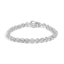 14K Yellow Gold Plated .925 Sterling Silver 1/10 Cttw Diamond Open Circle Beaded Wheel Link Tennis Bracelet (I-J Color, I3 Clarity) - 7.25"-5