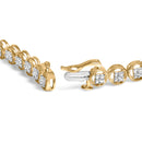 14K Yellow Gold Plated .925 Sterling Silver 1/10 Cttw Diamond Open Circle Beaded Wheel Link Tennis Bracelet (I-J Color, I3 Clarity) - 7.25"-2