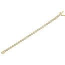 14K Yellow Gold Plated .925 Sterling Silver 1/10 Cttw Diamond Open Circle Beaded Wheel Link Tennis Bracelet (I-J Color, I3 Clarity) - 7.25"-4
