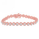 14K Rose Gold Over .925 Sterling Silver 1/4 Cttw Diamond 7" Open Circle Wheel Link Tennis Bracelet (I-J Color, I2-I3 Clarity)-10