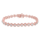 14K Rose Gold Over .925 Sterling Silver 1/4 Cttw Diamond 7" Open Circle Wheel Link Tennis Bracelet (I-J Color, I2-I3 Clarity)-12
