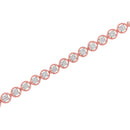 14K Rose Gold Over .925 Sterling Silver 1/4 Cttw Diamond 7" Open Circle Wheel Link Tennis Bracelet (I-J Color, I2-I3 Clarity)-13