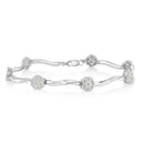 .925 Sterling Silver 1/4 Cttw Diamond Cluster Miracle-Set Station & Twisted Bar 7" Tennis Bracelet (H-I Color, I2-I3 Clarity)-5