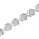 .925 Sterling Silver 1/4 Cttw Miracle Set Diamond "X" Link Bracelet (I-J Color, I3 Clarity) - 7.25"-8