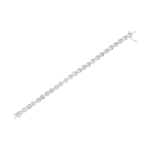 .925 Sterling Silver 1/4 Cttw Miracle Set Diamond "X" Link Bracelet (I-J Color, I3 Clarity) - 7.25"