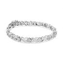 .925 Sterling Silver 1.0 Cttw Round-Brilliant and Baguette Cut Diamond Miracle-Set X-Link 7" Tennis Bracelet (I-J Color, I2-I3 Clarity)-7