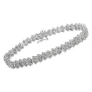.925 Sterling Silver 1.0 cttw Diamond "Arrow" Shape Tennis Link Bracelet (I-J Color, I3 Clarity) -7.25"-9