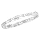 .925 Sterling Silver 1.0 Cttw Round-Cut and Baguette-Cut Diamond X-Link Bracelet (I-J Color, I1-I2 Clarity) - 7"-8