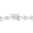 .925 Sterling Silver 1/2 Cttw Rose Cut Diamond Almond Shape Link Tennis Bracelet (I-J Color, I3 Clarity) - 7â€Â-10