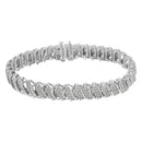 .925 Sterling Silver 3.0 Cttw Diamond Multi Row Cluster Slanted Wave Link 7-Â¼â€ Tennis Bracelet (I-J Color, I2-I3 Clarity)-7