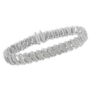 .925 Sterling Silver 3.0 Cttw Diamond Multi Row Cluster Slanted Wave Link 7-Â¼â€ Tennis Bracelet (I-J Color, I2-I3 Clarity)-8