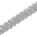 .925 Sterling Silver 3.0 Cttw Diamond Multi Row Cluster Slanted Wave Link 7-Â¼â€ Tennis Bracelet (I-J Color, I2-I3 Clarity)-9