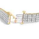 IGI Certified 14K Yellow Gold Plated Sterling Silver 10.0 Cttw Diamond 4 Row Tennis Bracelet-2