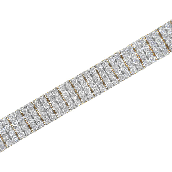 IGI Certified 14K Yellow Gold Plated Sterling Silver 10.0 Cttw Faint Brown Diamond 4 Row Tennis Bracelet