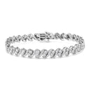 .925 Sterling Silver 2.0 Cttw Round-Cut Diamond "S" Link Bracelet (I-J Color, I3 Clarity) - 7.25"-6