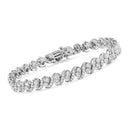 .925 Sterling Silver 2.0 Cttw Round-Cut Diamond "S" Link Bracelet (I-J Color, I3 Clarity) - 7.25"-7