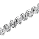 .925 Sterling Silver 2.0 Cttw Round-Cut Diamond "S" Link Bracelet (I-J Color, I3 Clarity) - 7.25"-9