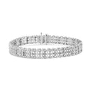 .925 Sterling Silver 1.00 Cttw Diamond Multi Row Heart Link Bracelet (H-I Color, I1-I2 Clarity) - 7.25" Inches-6