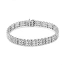 .925 Sterling Silver 1.00 Cttw Diamond Multi Row Heart Link Bracelet (H-I Color, I1-I2 Clarity) - 7.25" Inches-7