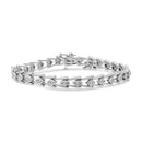 .925 Sterling Silver Diamond Miracle-Set Double Swoosh Milgrain Style Tennis Bracelet (1/2 cttw, I-J Color, I3 Clarity) - Size 7.75"-5