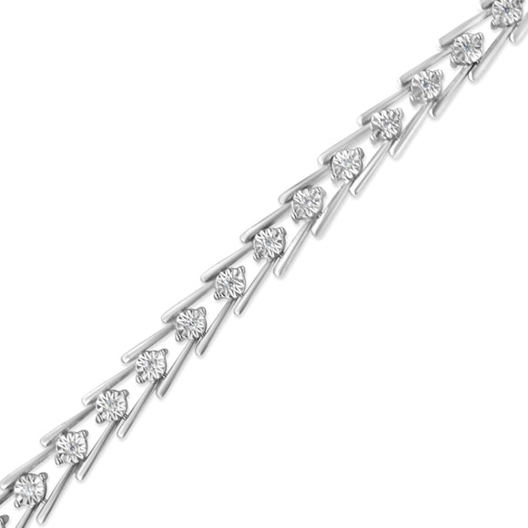 .925 Sterling Silver Diamond Miracle-Set Double Swoosh Milgrain Style Tennis Bracelet (1/2 cttw, I-J Color, I3 Clarity) - Size 7.75"