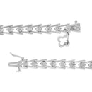 .925 Sterling Silver Diamond Miracle-Set Double Swoosh Milgrain Style Tennis Bracelet (1/2 cttw, I-J Color, I3 Clarity) - Size 7.75"-8