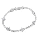 .925 Sterling Silver 1.0 cttw Miracle-Set Diamond Floral Station Tennis Bracelet (I-J Color, I3 Clarity) - 7-1/2"-5