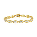 10K Yellow Gold Plated .925 Sterling Silver 1 cttw Prong Set Round-Cut Diamond Link Bracelet (J-K Color, I1-I2 Clarity) - 7.25"-7