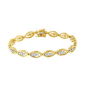 10K Yellow Gold Plated .925 Sterling Silver 1 cttw Prong Set Round-Cut Diamond Link Bracelet (J-K Color, I1-I2 Clarity) - 7.25"-8