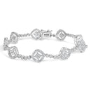 .925 Sterling Silver 3.0 Cttw Diamond Halo Square Shape Link Bracelet (I-J Color, I3 Clarity) - 7.25"-1