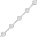 .925 Sterling Silver 3.0 Cttw Diamond Halo Square Shape Link Bracelet (I-J Color, I3 Clarity) - 7.25"-4