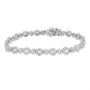 10K White Gold 4.0 cttw Brilliant Round-cut and Baguette Diamond Floral Cluster Link Bracelet (I-J Clarity, I1-I2 Color) - Size 7"-6