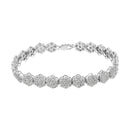 .925 Sterling Silver 2.0 cttw Diamond 7 Stone Floral Cluster Link Bracelet (I-J Color, I3 Clarity) -7.25"-7