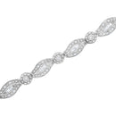 .925 Sterling Silver 1 cttw Diamond Double Leaf and Bezel Link Bracelet (I-J Clarity, I2-I3 Color) - Size 7.25"-9