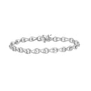 .925 Sterling Silver 1/10 Cttw Miracle-Set Diamond Pear Shape and Bezel Link Bracelet (I-J Color, I3 Clarity) - 7.25"-6