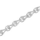 .925 Sterling Silver 1/10 Cttw Miracle-Set Diamond Pear Shape and Bezel Link Bracelet (I-J Color, I3 Clarity) - 7.25"-9