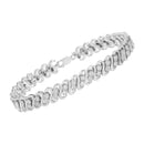 .925 Sterling Silver 1/4 cttw Round-Cut Diamond Double Row Wrapped S-Link Bracelet (I-J Color, I2-I3 Clarity) - Size 7.25"-6