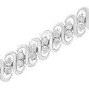 .925 Sterling Silver 1/4 cttw Round-Cut Diamond Double Row Wrapped S-Link Bracelet (I-J Color, I2-I3 Clarity) - Size 7.25"-7