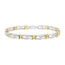 10k Yellow Gold Plated Sterling Silver 1/4 cttw Diamond Infinity and X Link Bracelet (I-J Clarity, I2-I3 Color) - Size 7.25"-6