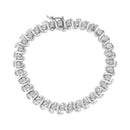 .925 Sterling Silver 1/3 Cttw Miracle-Set Diamond "S" Link Tennis Bracelet (I-J Color, I3 Clarity) - Size 7.25"-4