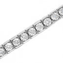 .925 Sterling Silver Miracle Set Diamond Accent Classic Tennis Bracelet (I-J Color, I2-I3 Clarity) - 7.25"-6