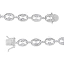 14K White Gold 1 1/2 Cttw Round Diamond Set Link Bracelet (I-J Color, I1-I2 Clarity) - 7"-10