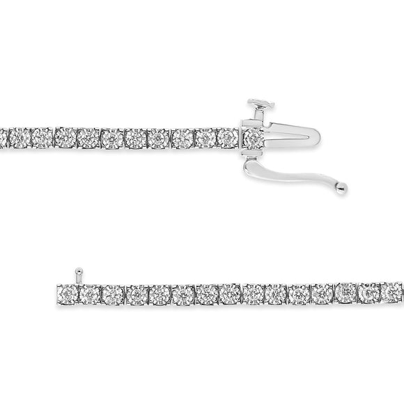 14K White Gold 1.0 Cttw Miracle Set Round-Cut Lab Grown Diamond Illusion Tennis Bracelet (F-G Color, VS2-SI1 Clarity) Size 7"