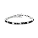.925 Sterling Silver 3.0 Cttw Black and White Diamond Tennis Bracelet (I-J Color, I2-I3 Clarity) - 7.25" Inches-7